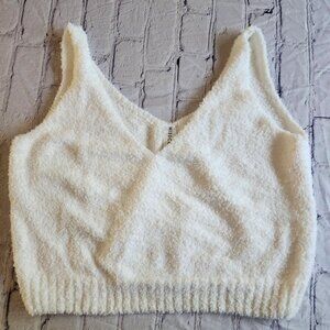 Miss Cosy White Fuzzy Crop Top